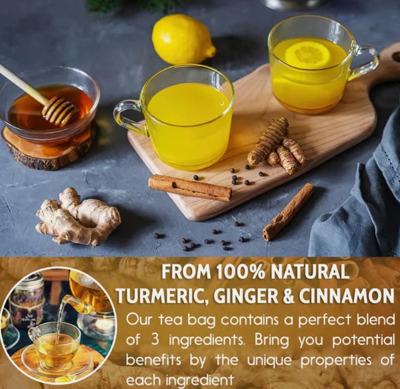 Hand-made Blend Vegan 120PCS Turmeric Ginger Cinnamon Tea 100% Natural Tea Bags