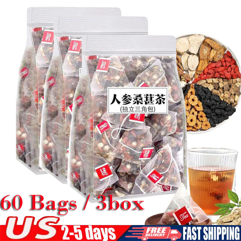 60 Bags /3box Ginseng Five Treasure Tea – Kidney Support, Red Date Herbal Blend