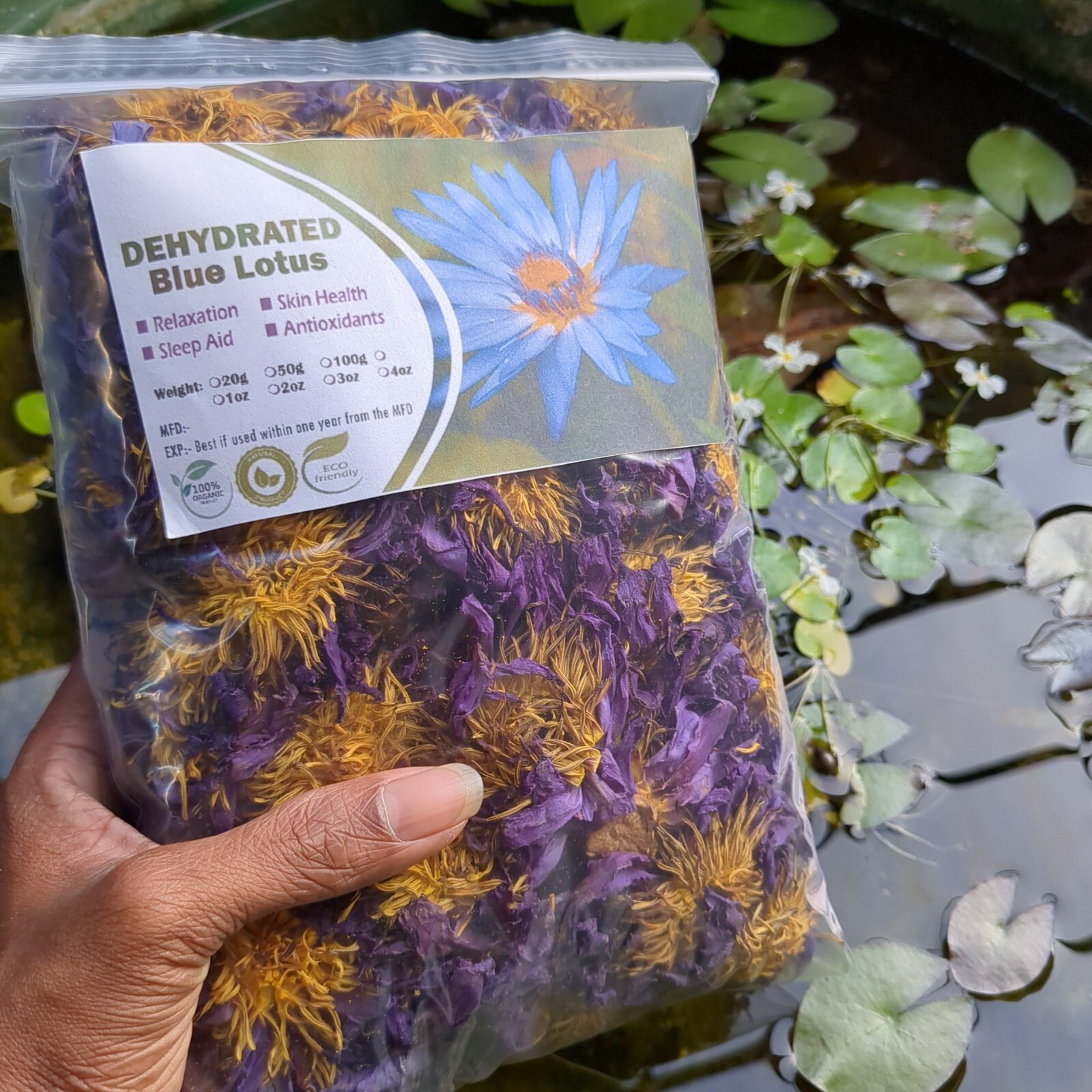Dried Blue Lotus Nymphaea Caerulea Organic Hand Picked Pure Ceylon Herbal Flower