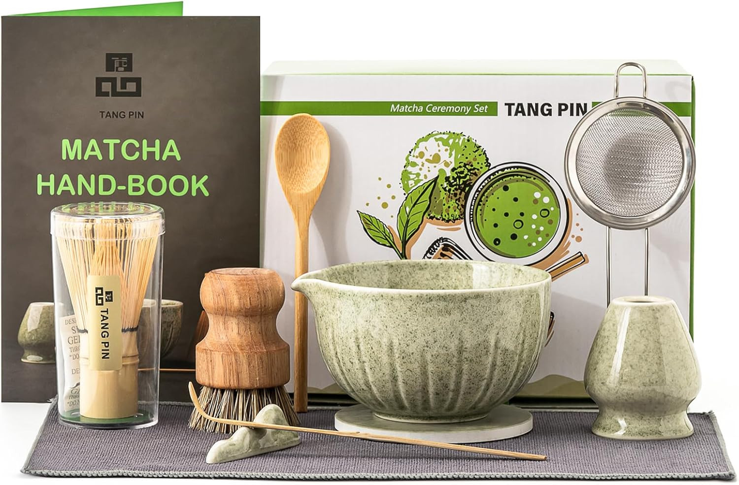 10Pcs Matcha Whisk Set, 15 OZ Matcha Bowl, Matcha Whisk and Stand, Scoop, Sifter
