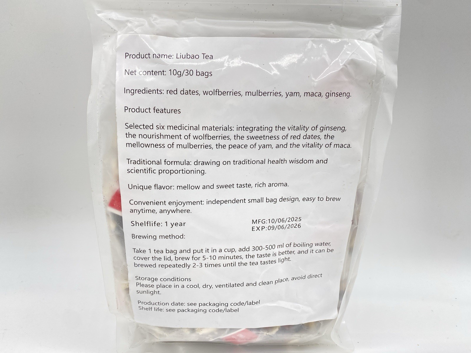 Ginseng six treasure tea , Kidney tea ,liver tea , red date kidney health – 30pc
