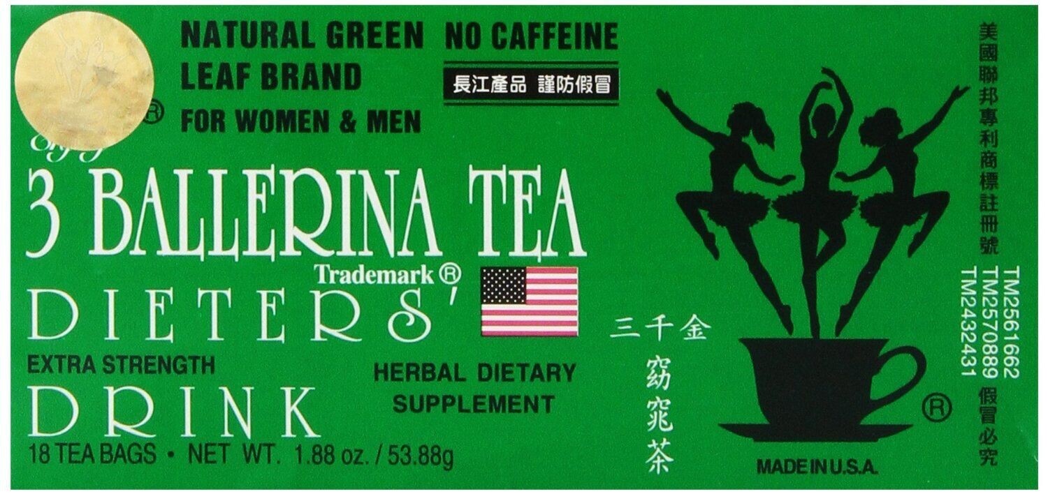 6 BOXES 3 Ballerina Dieters Tea, Extra Strength, Original Flavor, 18 bags