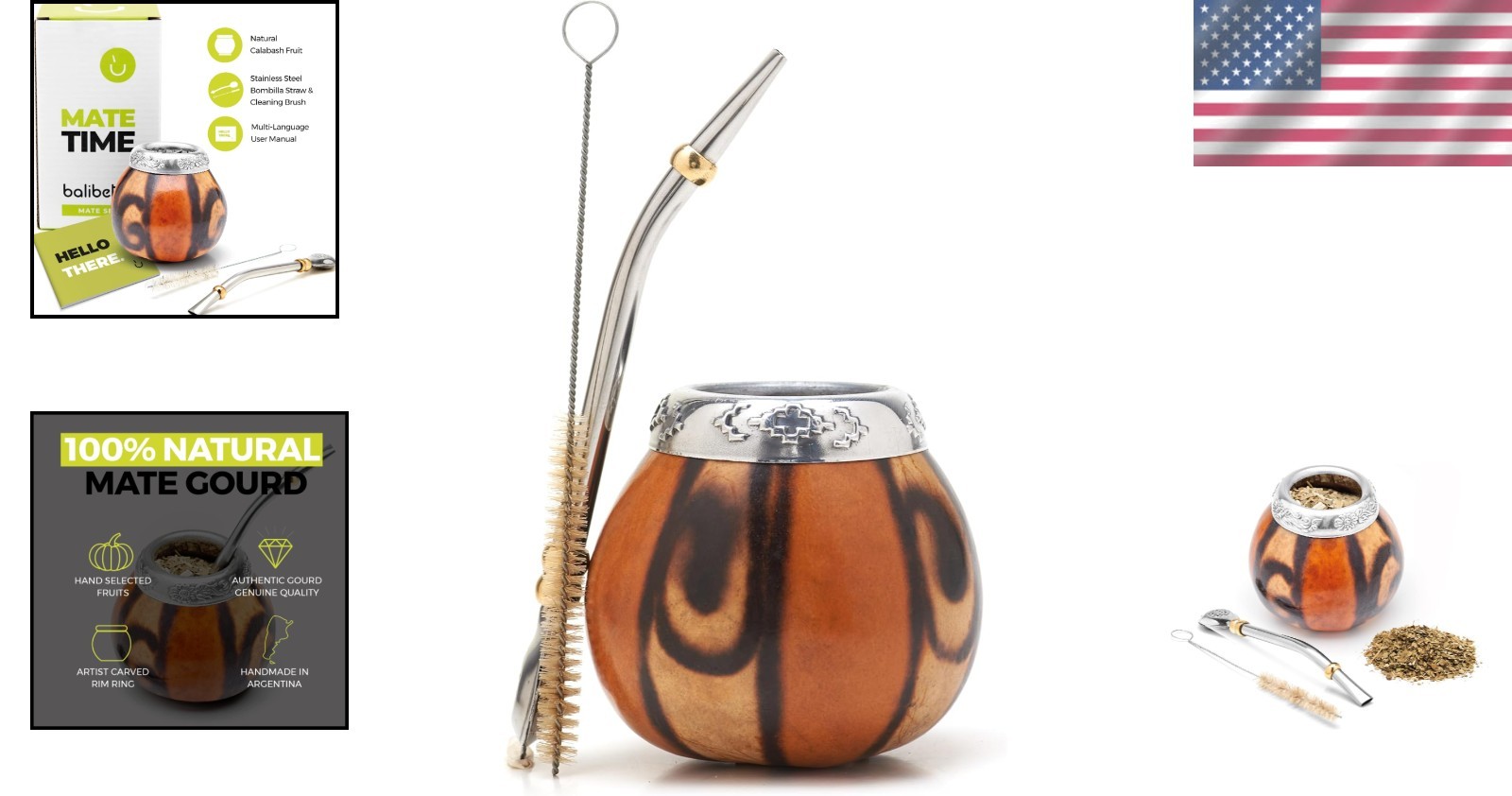 Handmade Yerba Mate Gourd Set – Authentic Argentina Mate Cup