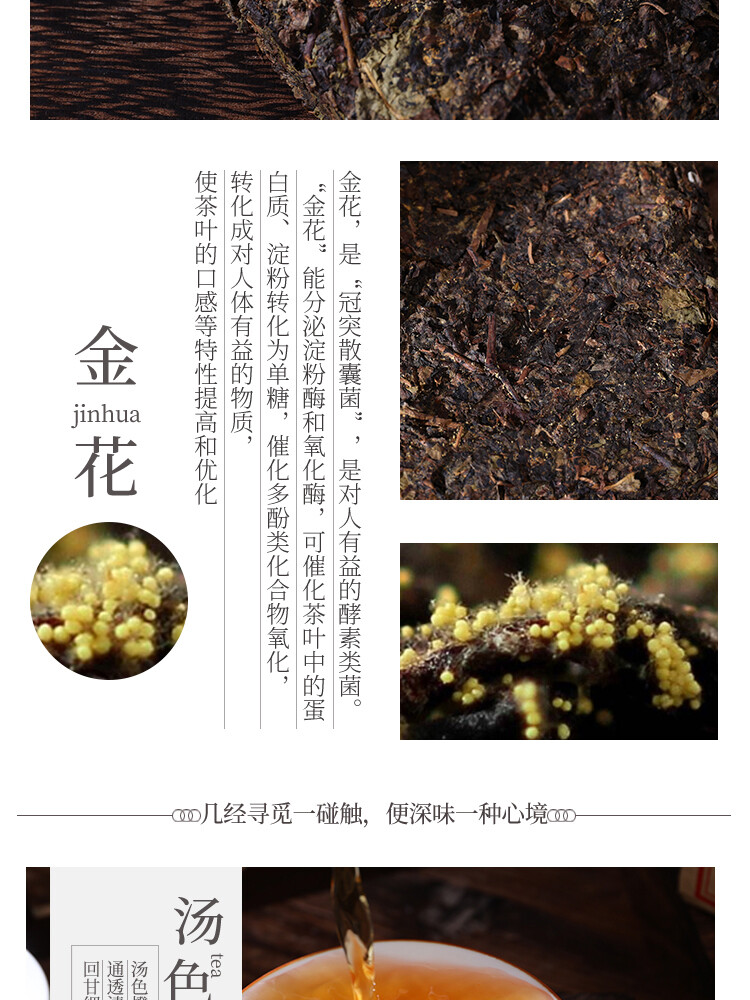 China Anhua Baishaxi Dark Tea with Golden Flower Dark Tea Fu Brick Fu Zhuan 300g