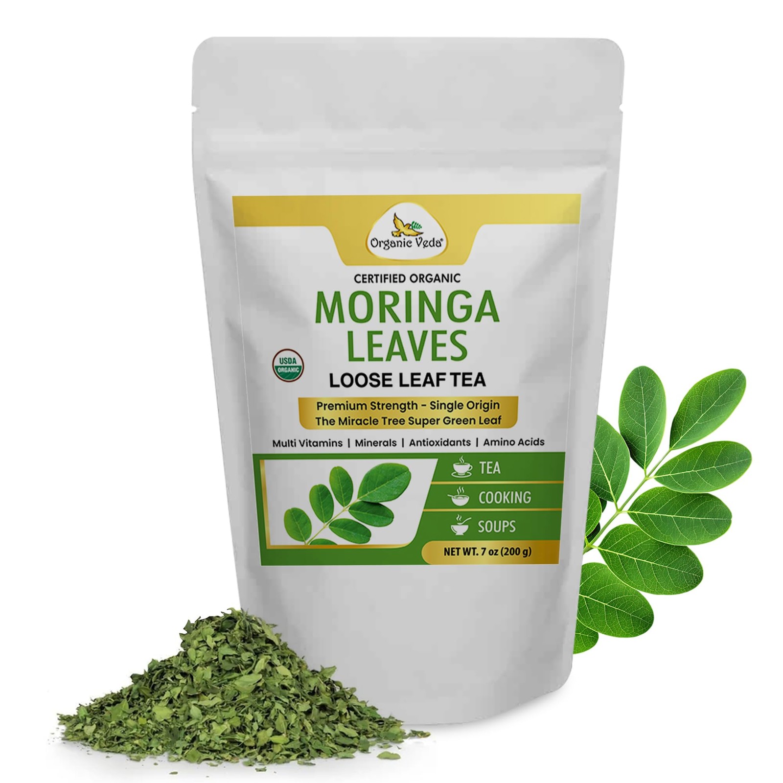 Moringa Tea Leaves – True Green Antioxidants Rich, Premium Single Origin,100%…