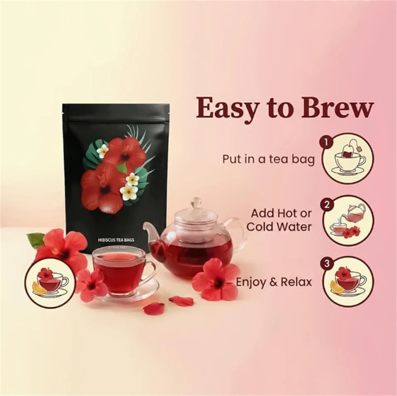 4X PiPi Tea Organic Hibiscus Tea Bags – Caffeine Free Herbal Tea Rich in Antioxi