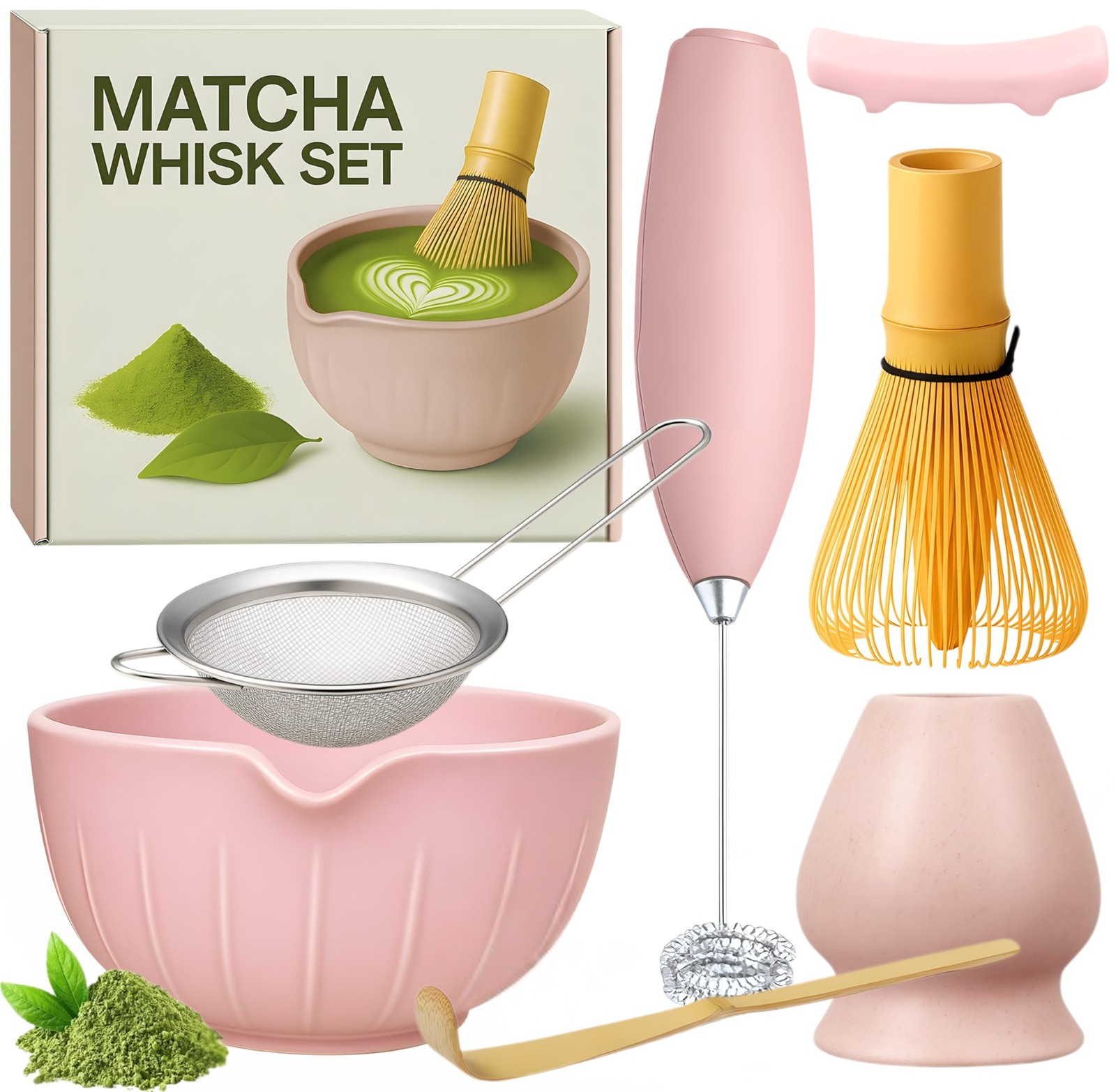 Matcha Whisk Set with Matcha Bowl – Matcha Set Included Electric Frother, Bam.