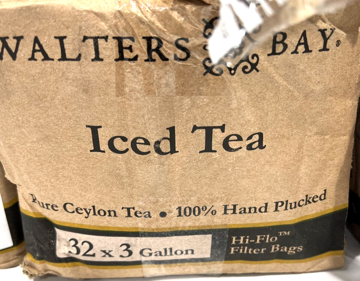 Walters Bay Iced Tea Pure Ceylon Black Tea 32×3 Gallon (4 Damaged Boxes) 12/2024