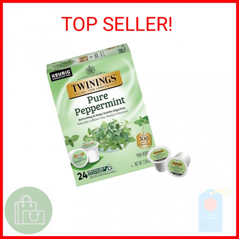 Twinings Pure Peppermint Herbal Tea K-Cup Pods for Keurig, 24 Count (Pack of 1),