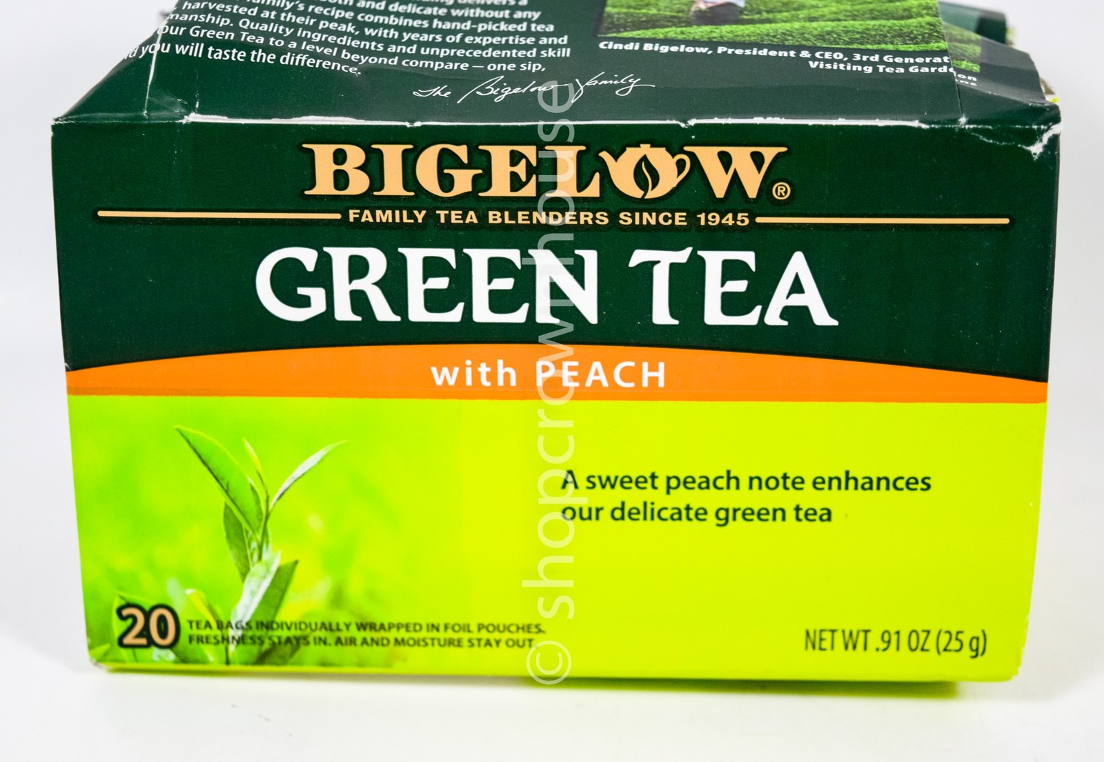 38 Tea Bag Pouch by Bigelow Green Tea 18 ELDERBERRY and 20 PEACH Kosher 03/2027