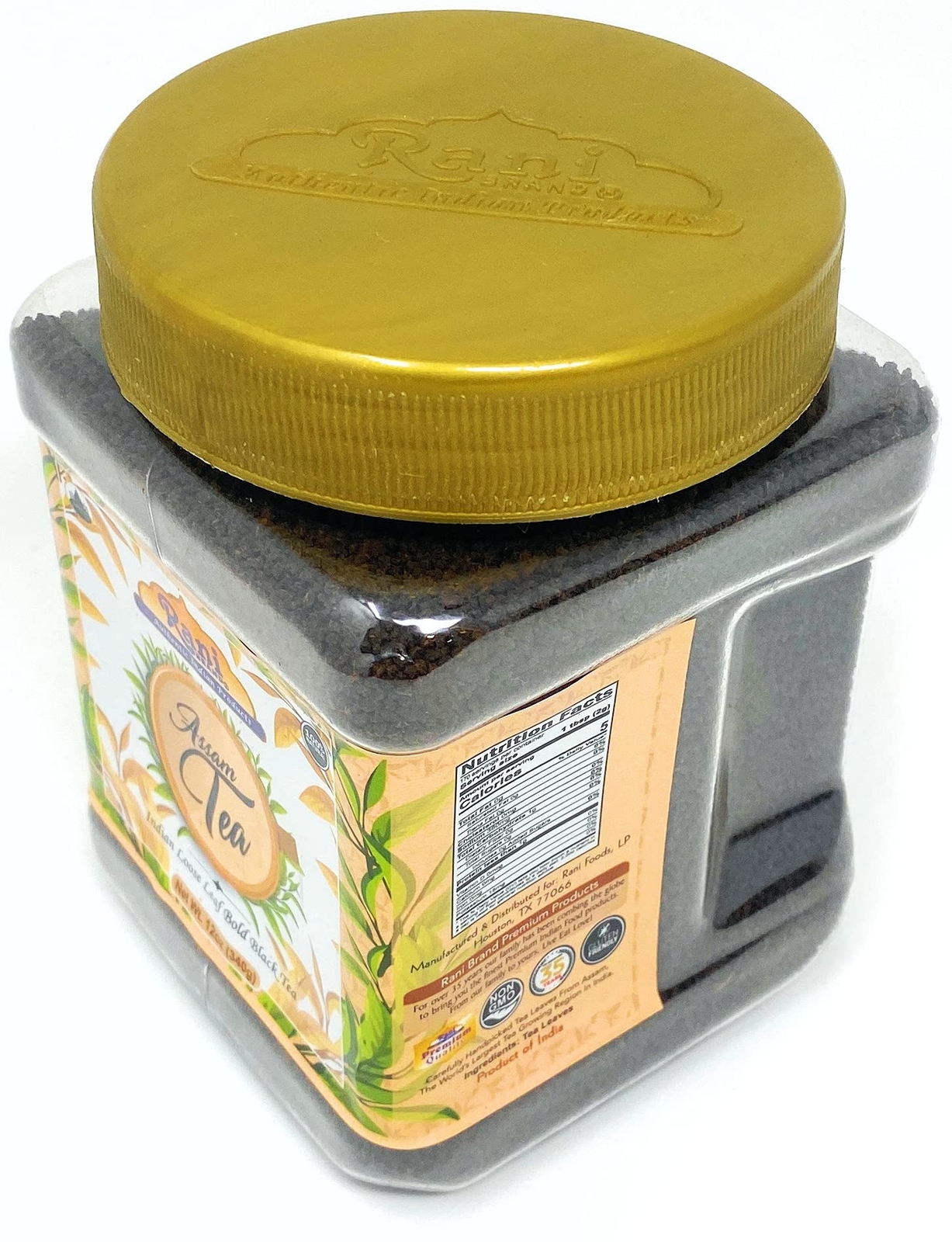 Rani Assam Tea (Indian Loose Leaf Bold Black Tea) 12oz (340g) PET Jar
