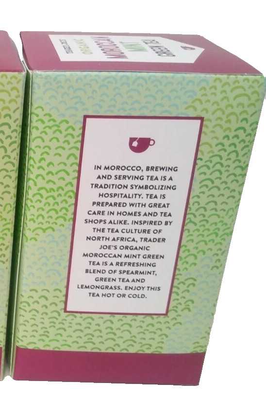 3 Pack Trader Joe’s Organic Moroccan Mint Green Tea 20 Bags 1.27 oz ea 60 Ct