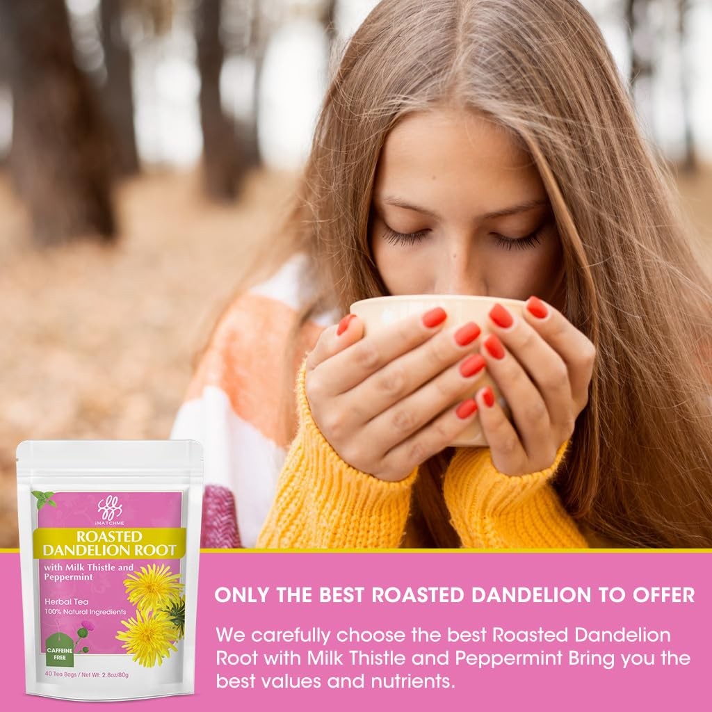 Roasted Dandelion Root Tea with Milk Thistle and Peppermint – Herbal Tea for Cle