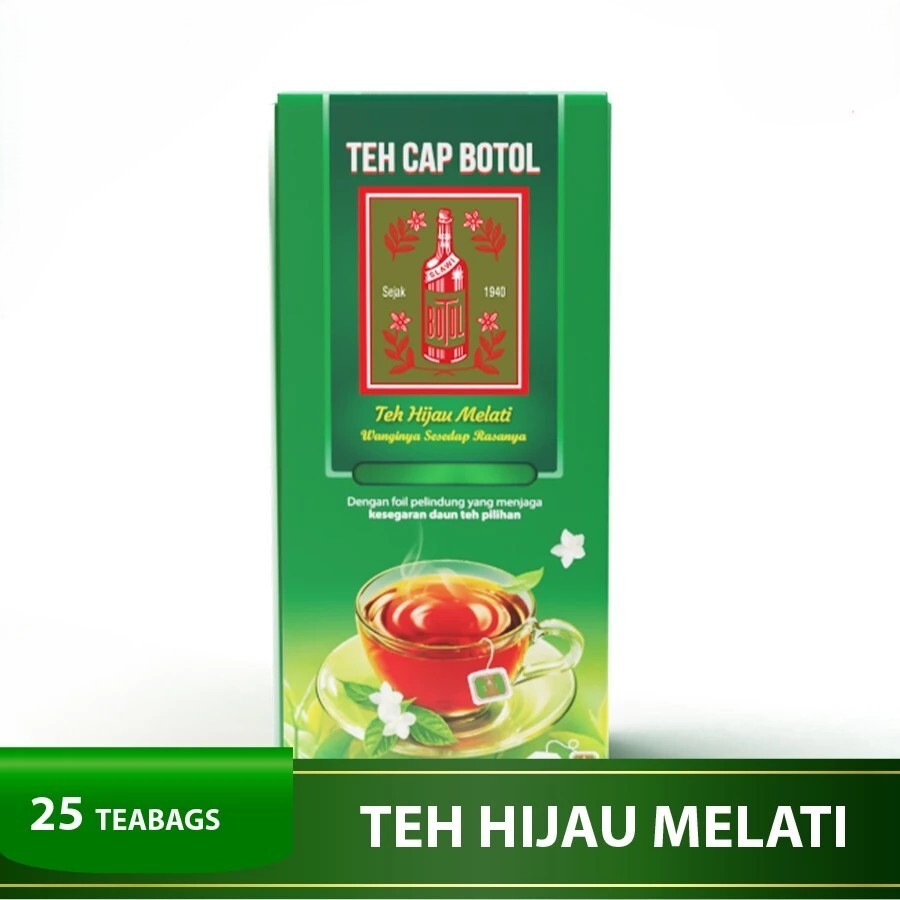 Teh Cap Botol, Teh Hijau Melati, 25 Teabags (Pack of 1)