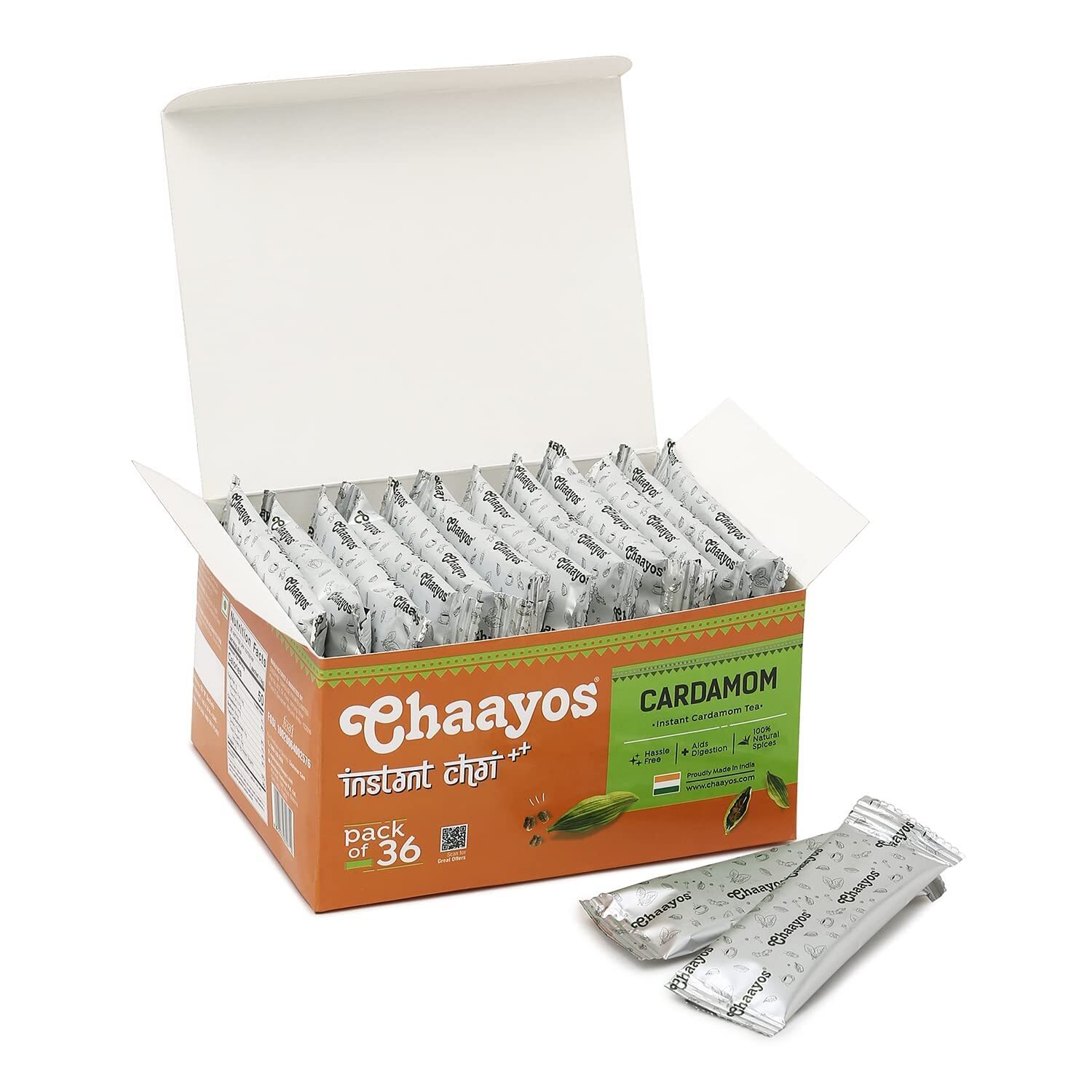 Chaayos Instant Tea Premix Cardamom Chai 36 Sachets