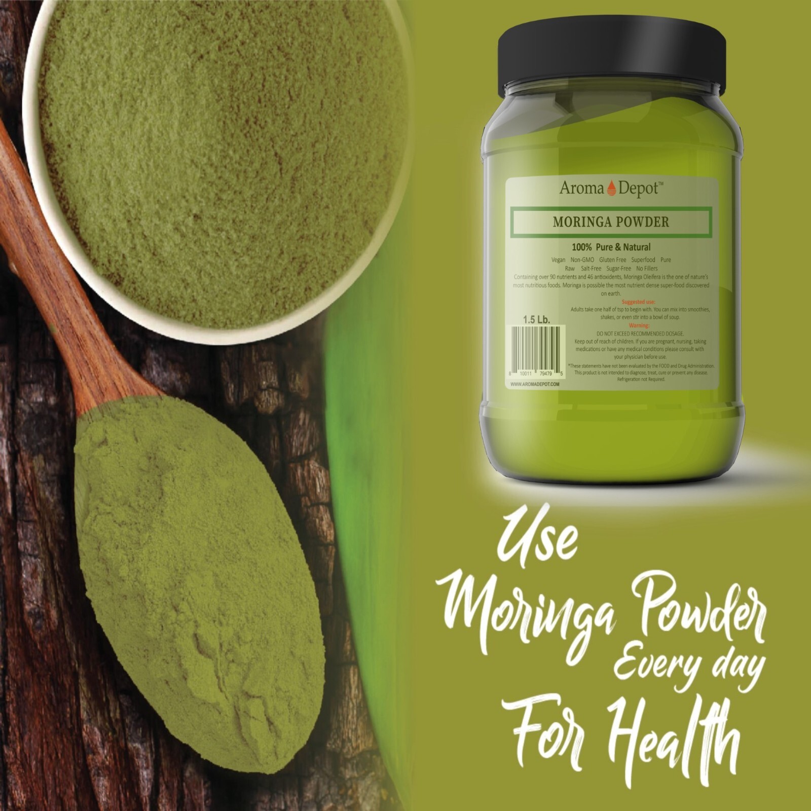 1 oz. Moringa oleifera Leaf Powder 100% Pure Natural Raw Hoja de Moringa