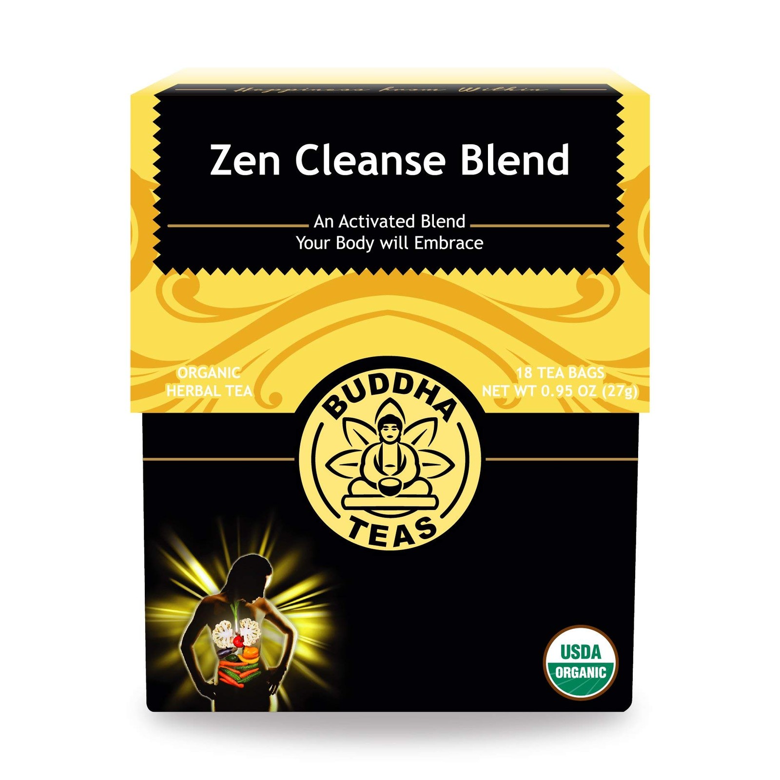 Organic Zen Cleanse Tea – USDA, OU Kosher, 18 Bleach-Free Bags