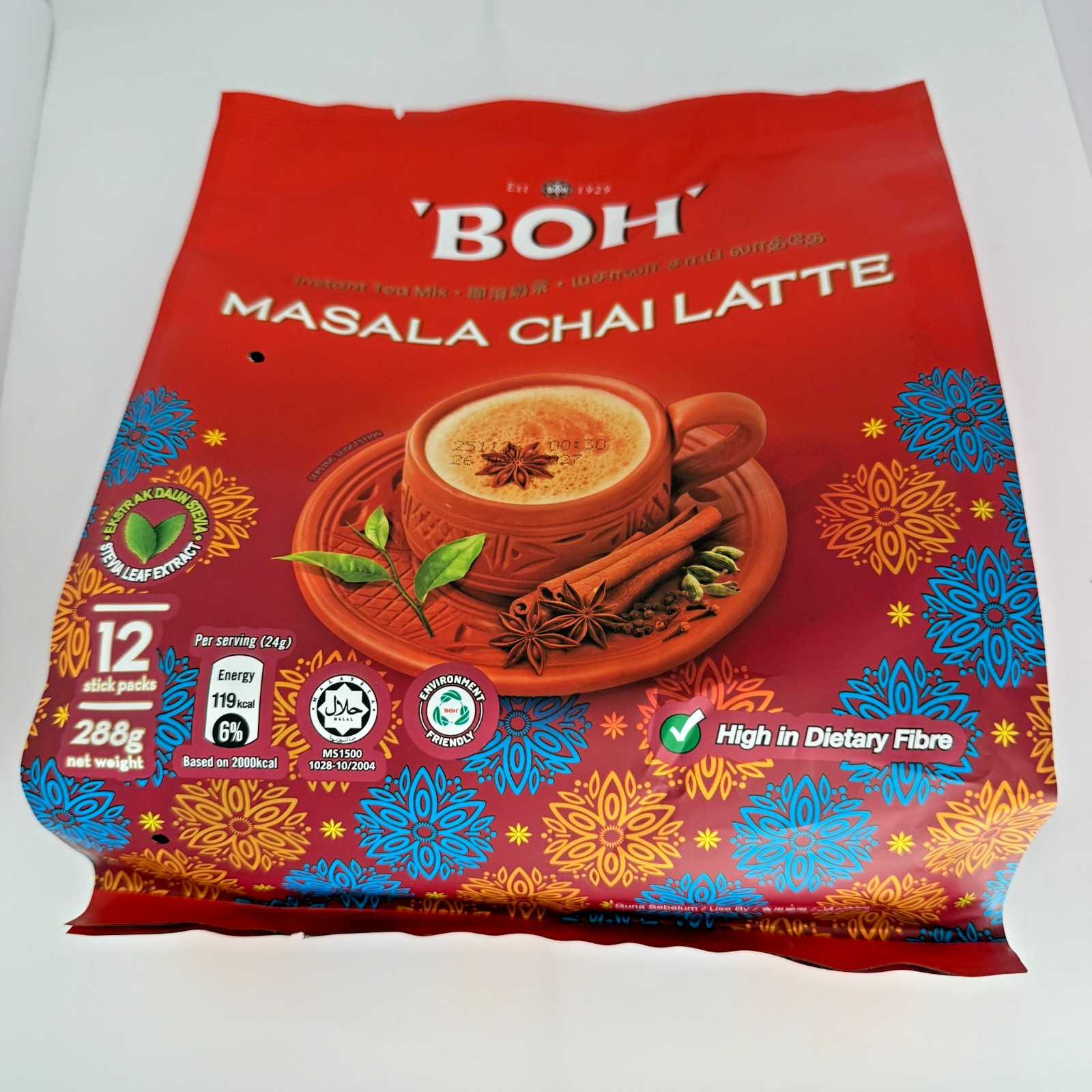 Boh Masala Chai Latte Instant Mix 24g x 12 Sachets – 1 Pack Sealed