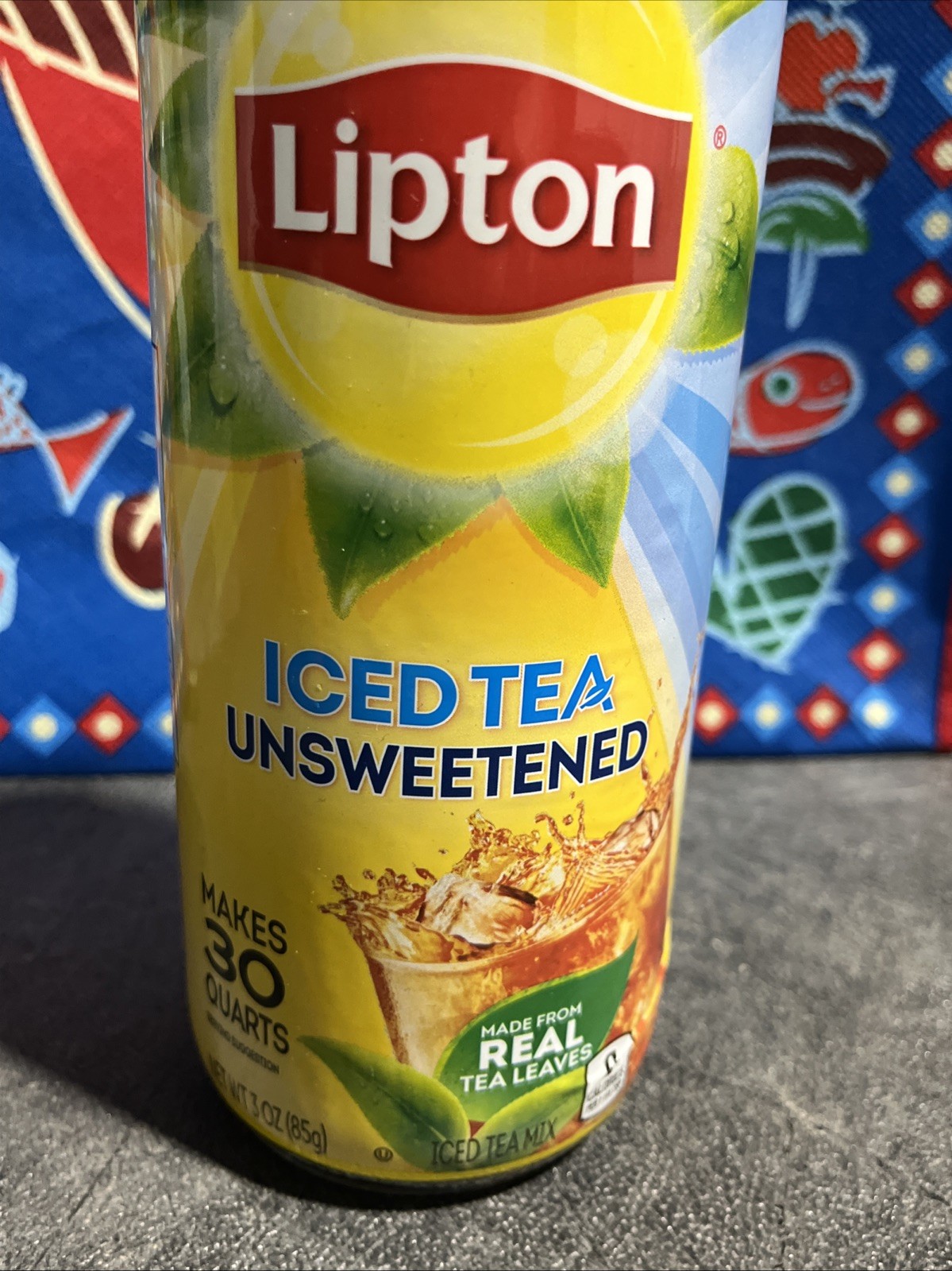 LIPTON ICED TEA UNSWEETENED MAKES 30 QUARTS NT. WT. 3 OZ. MADE W REAL TEA LEAVES