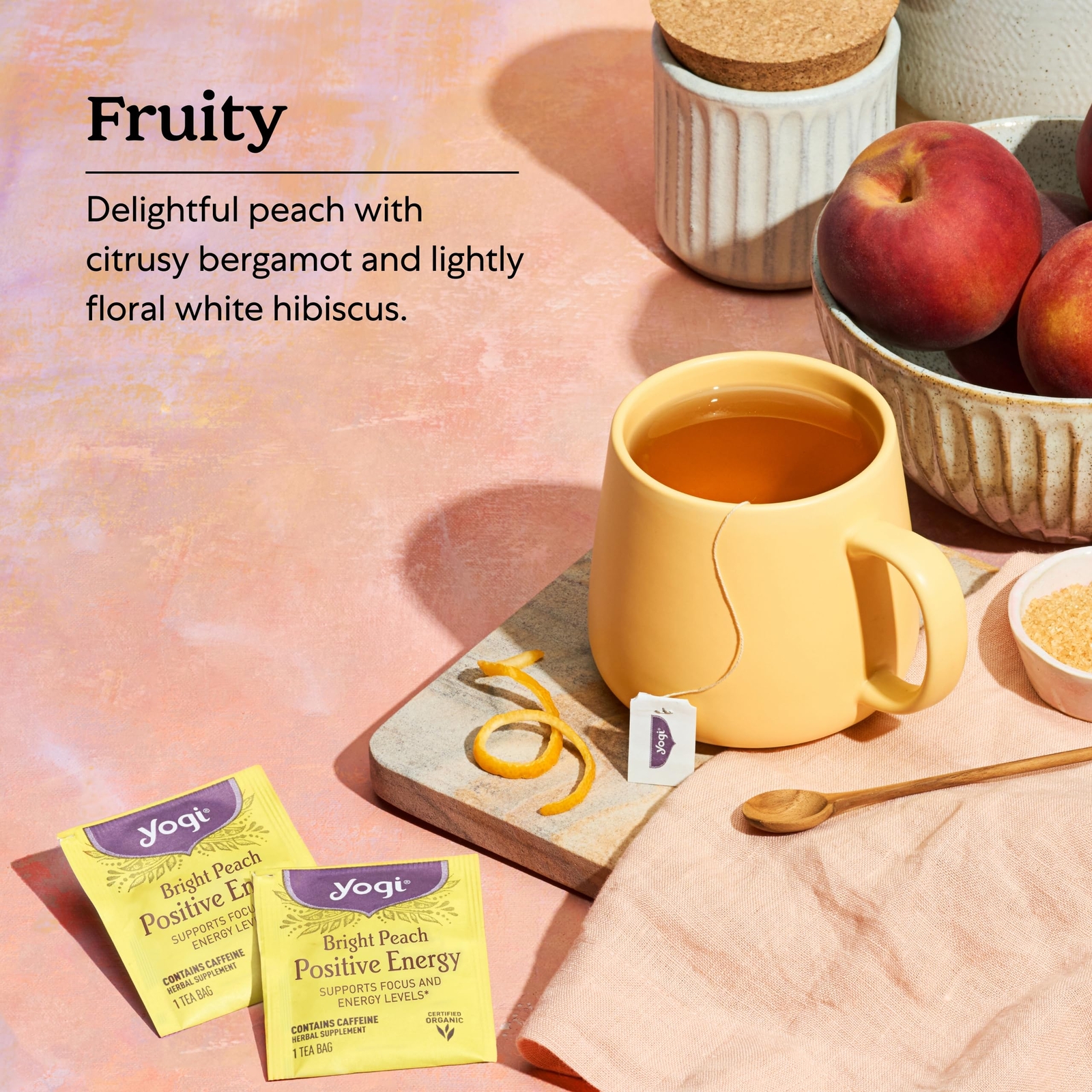 Yogi Organic Peach Tea Hibiscus Tea Pack of 16 Positive Energy Oolong Blend