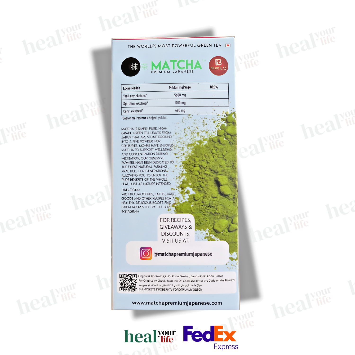 *EXPRESS SHIPPING* Matcha Premium Japanese Tea Natural Green Tea Powder (20 pcs)