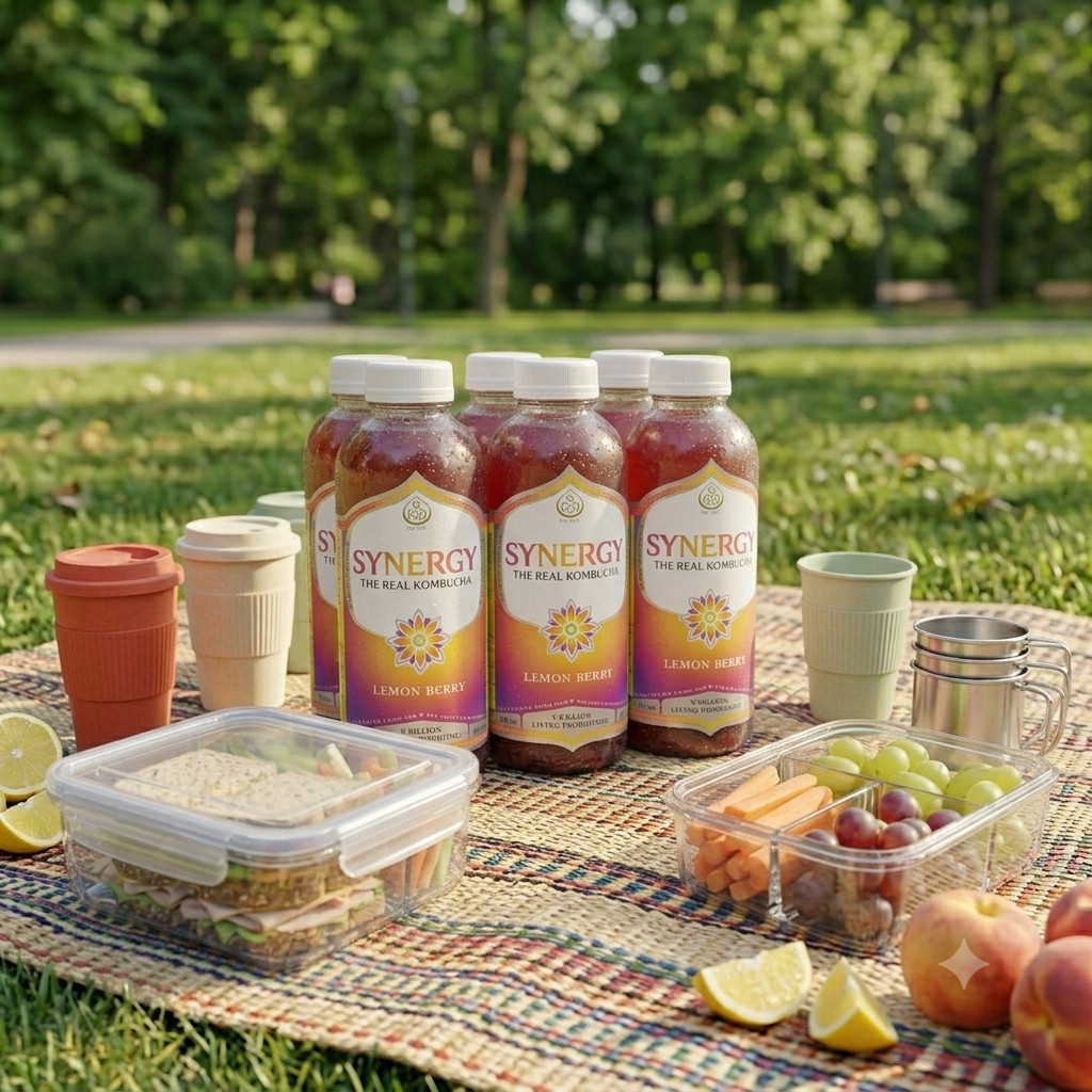 Synergy Kombucha Peach Paradise & Lemon Berry 16oz 6 Pack Variety