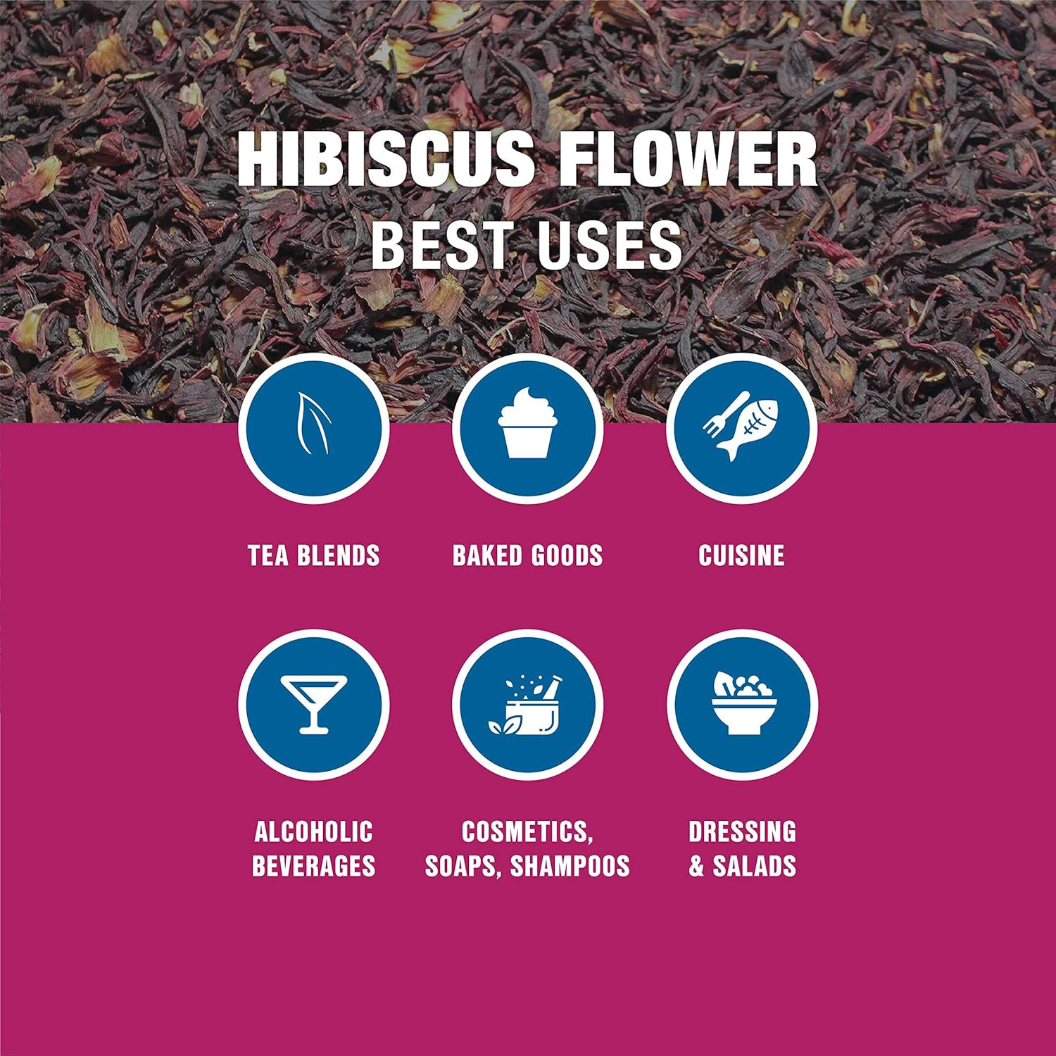 200 Cups Loose Leaf Hibiscus Tea Dried Flowers Resealable Bulk Pouch 16oz
