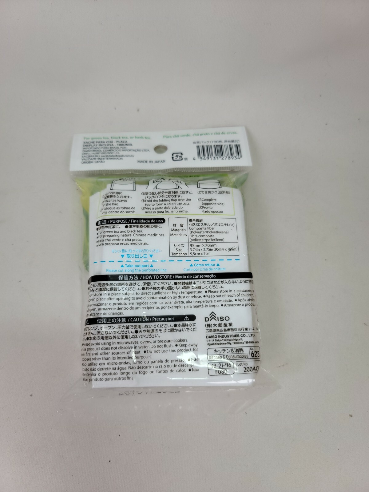 DAISO Tea Bag Empty Filter Bags for Tea Green Black Tea Made in Japan