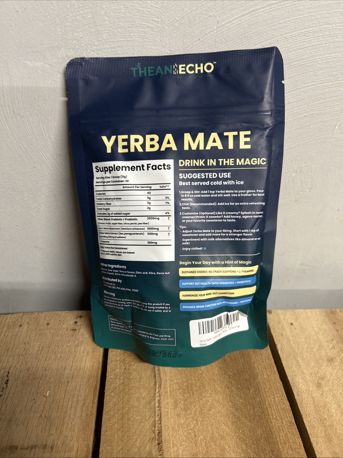 Yerba Mate Instant Tea Peach Mango Powder for Natural Energy 30 Servings 05/2027