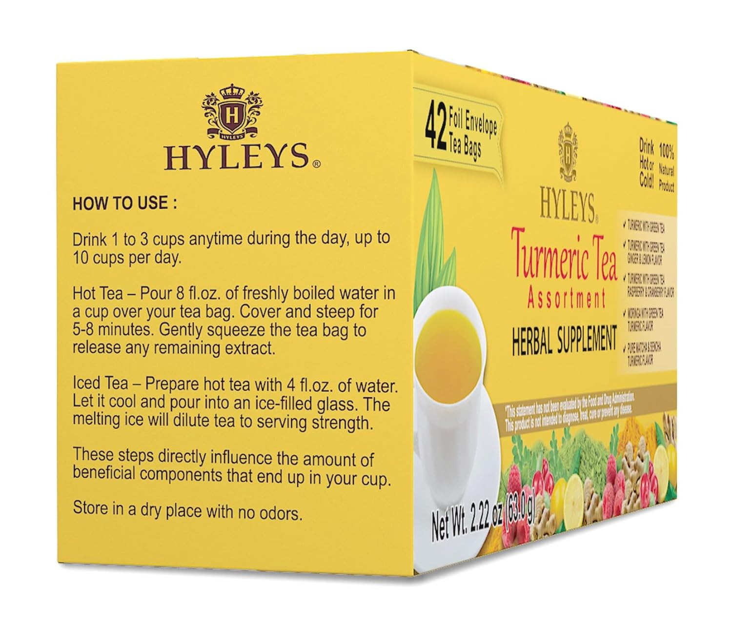 Turmeric Tea – Assorted Flavors – 42 Tea Bags – Wellness Herbal Supplement