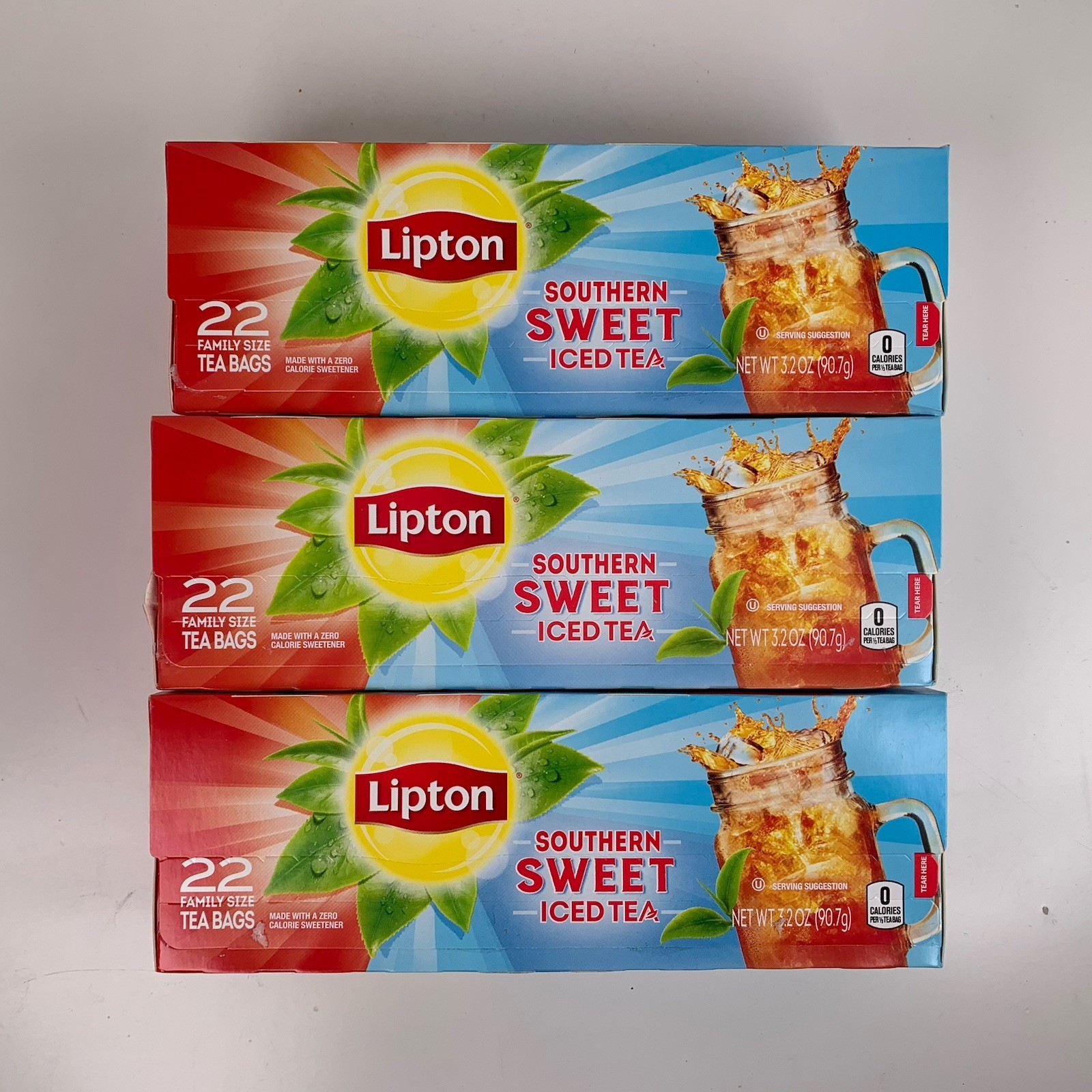 (3) Lipton Iced Tea Southern Sweet Tea Bags 22 ct 3.2 oz Exp 2028