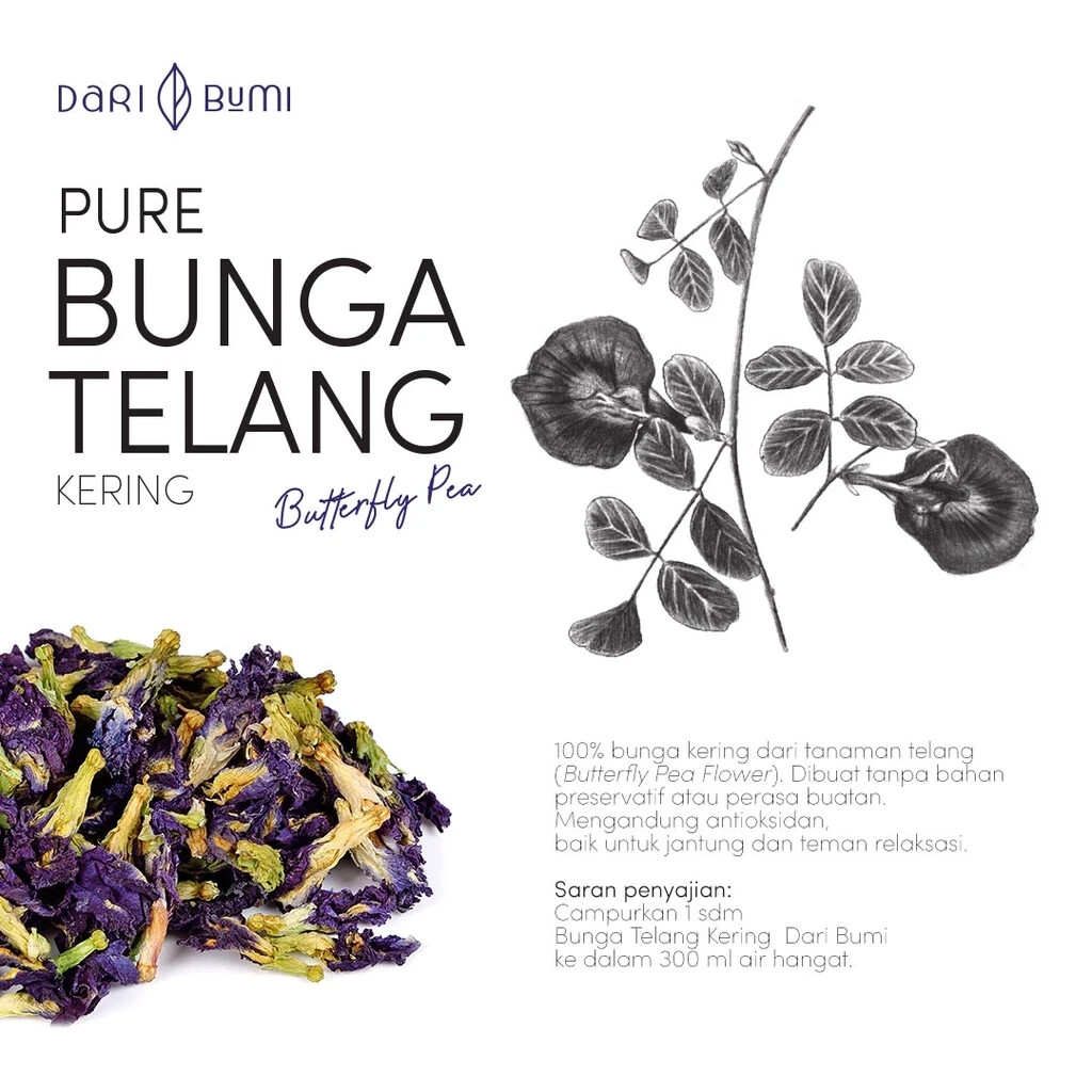 Dari Bumi – Butterfly Pea Tea Herbal Teh Bunga Telang 50 g