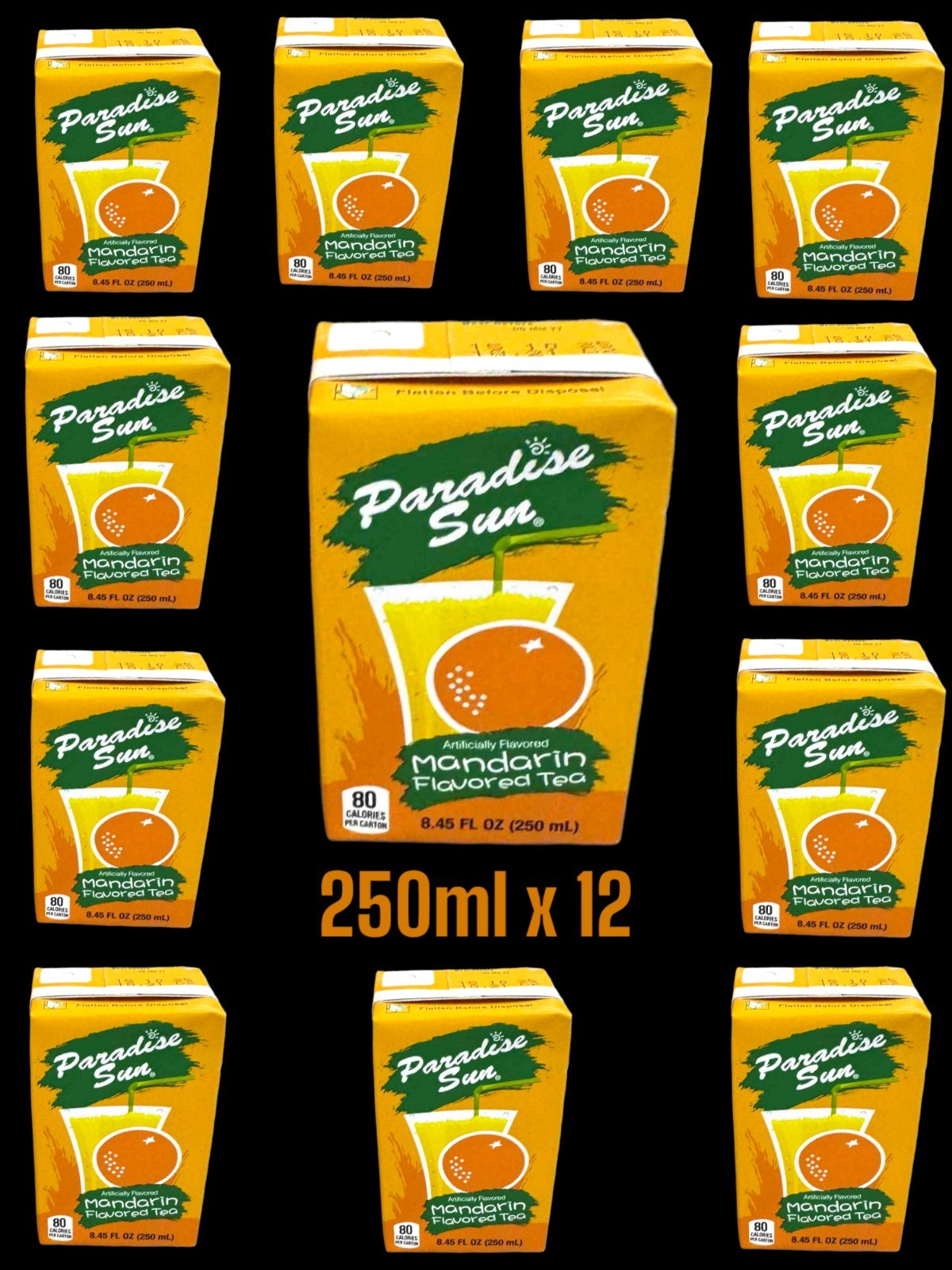 Paradise Sun HI-C MANDARIN FLAVORED TEA 250ml X 12 (Lot Of 12)