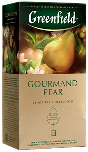 GREENFIELD BLACK TEA GOURMAND PEAR 25 Tea Bags Made in Russia RF NO GMO