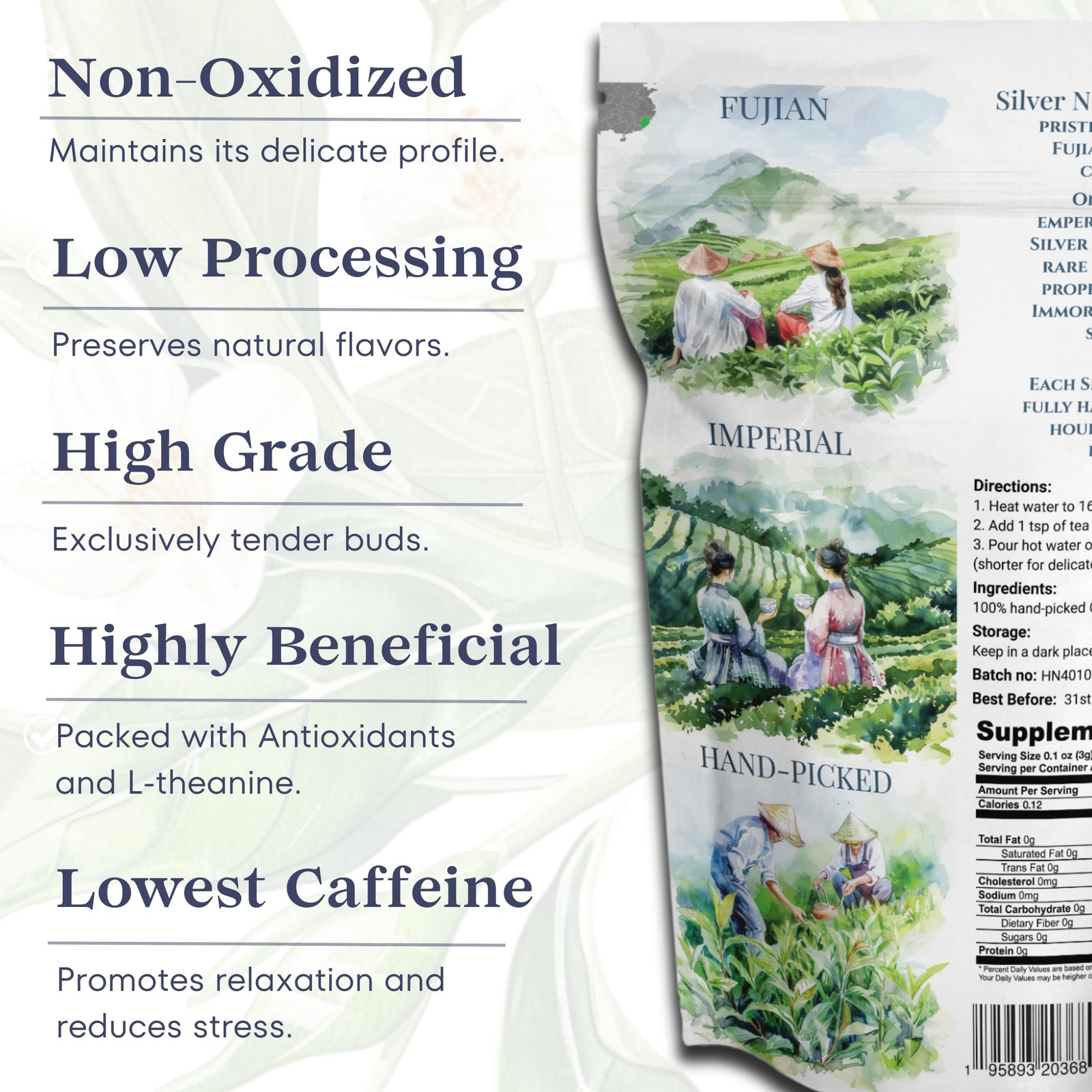 TODICAMP Premium Silver Needle Tea – 3 oz of Premium White Tea Loose Leaf