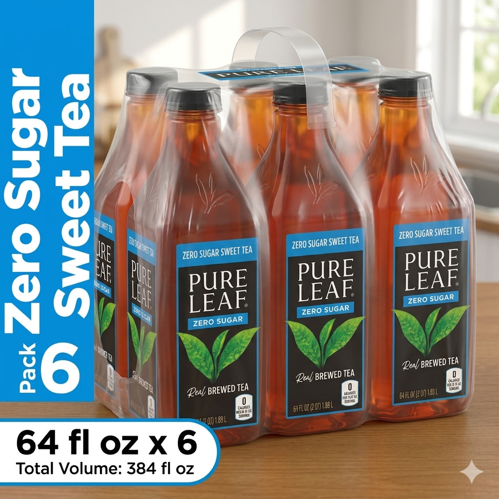 Pure Leaf Zero Sugar Sweet Tea 64oz 6 Pack Real Brewed Tea Beverage