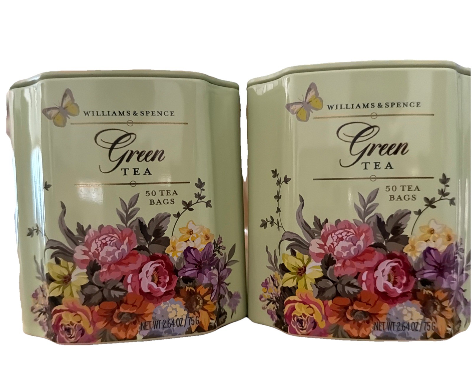 WILLIAM & SPENCE 🫖GREEN TEA 🫖 100 tea bags-2 tins BB:2/2028 Contains Caffeine