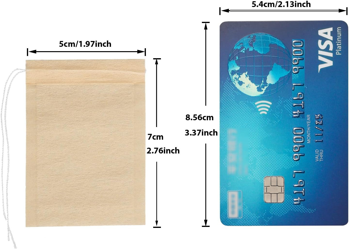 100Pcs Disposable Tea Bags for Loose Tea, Small Empty Tea Bag with Wood Pulp Mat