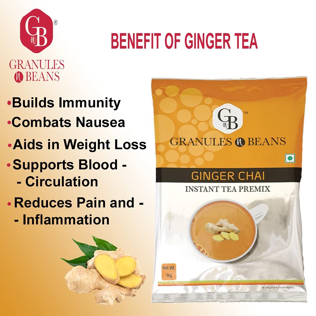 GnB GRANULES n BEANS Ginger Chai Instant Tea Premix – 1Kg