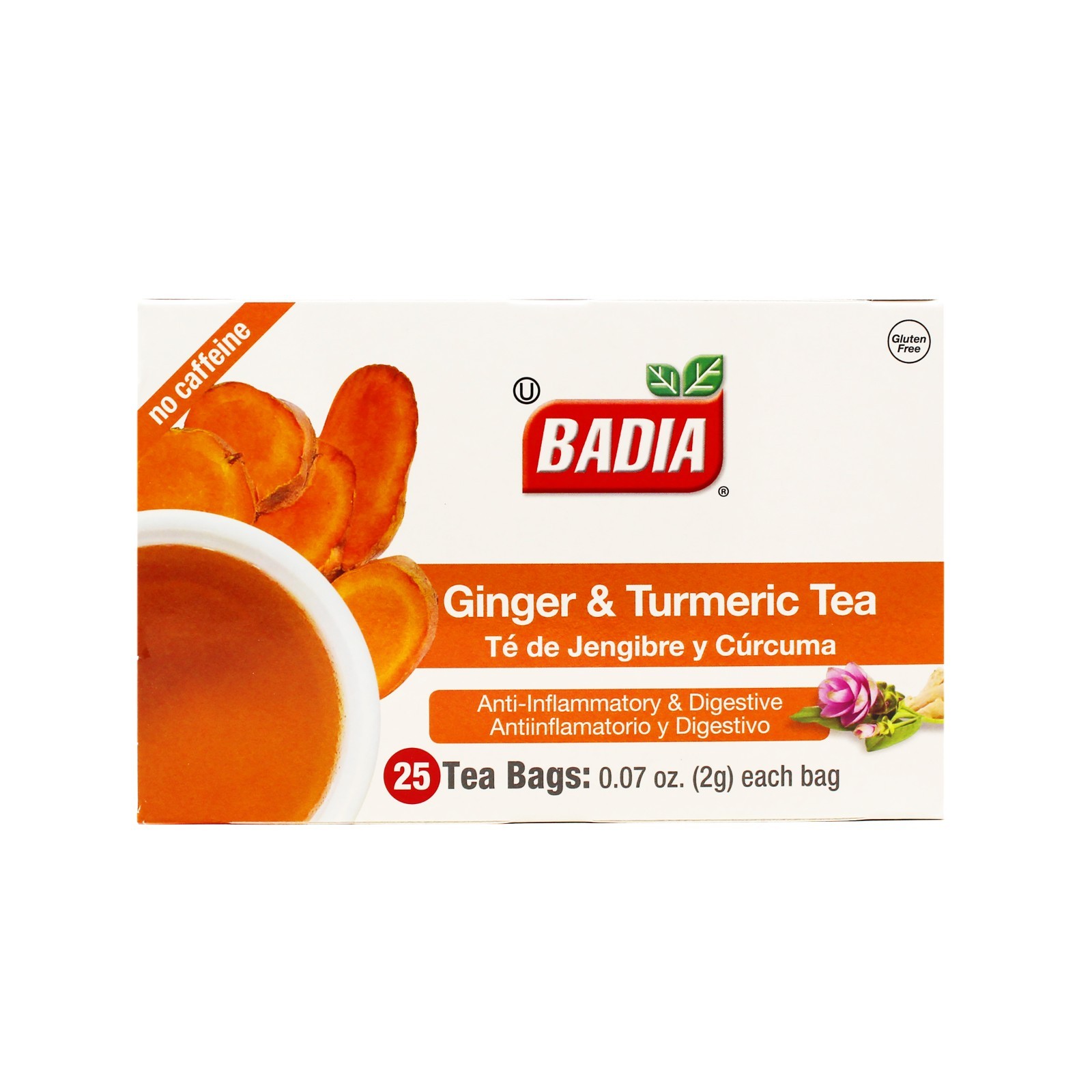 Badia Ginger & Turmeric Tea (25 bags) | Te de Jengibre y Curcuma