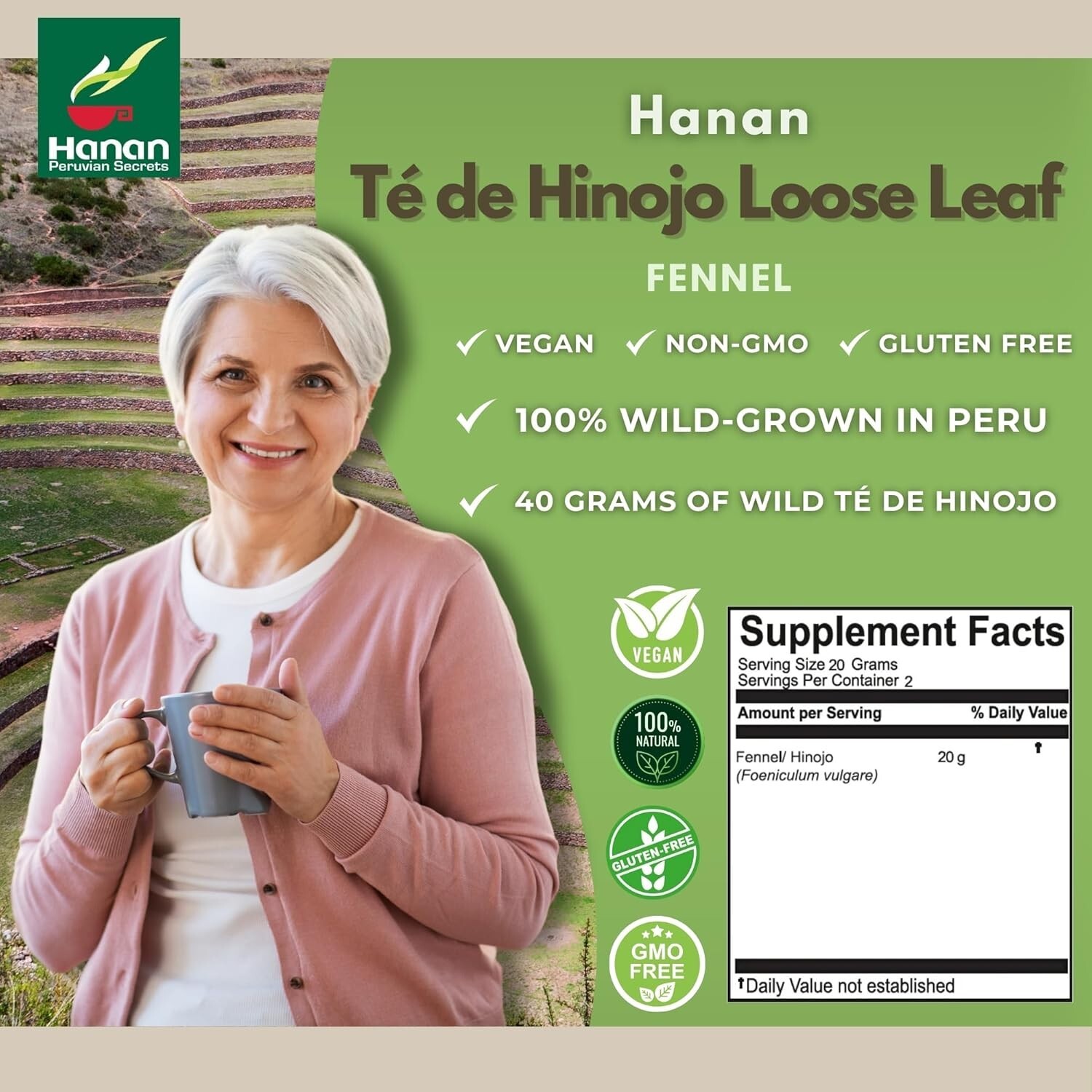 Hinojo 40g Fennel 1.4oz Herbal Tea from Peru