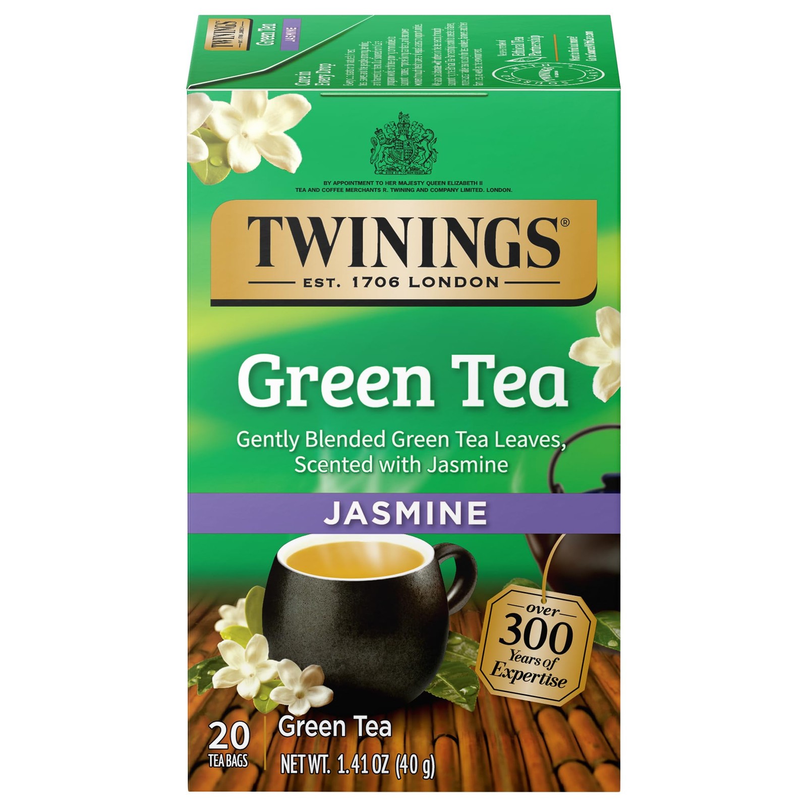 Twinings Green Tea with Jasmine Individually Wrapped 20 Count (Pack of 1)