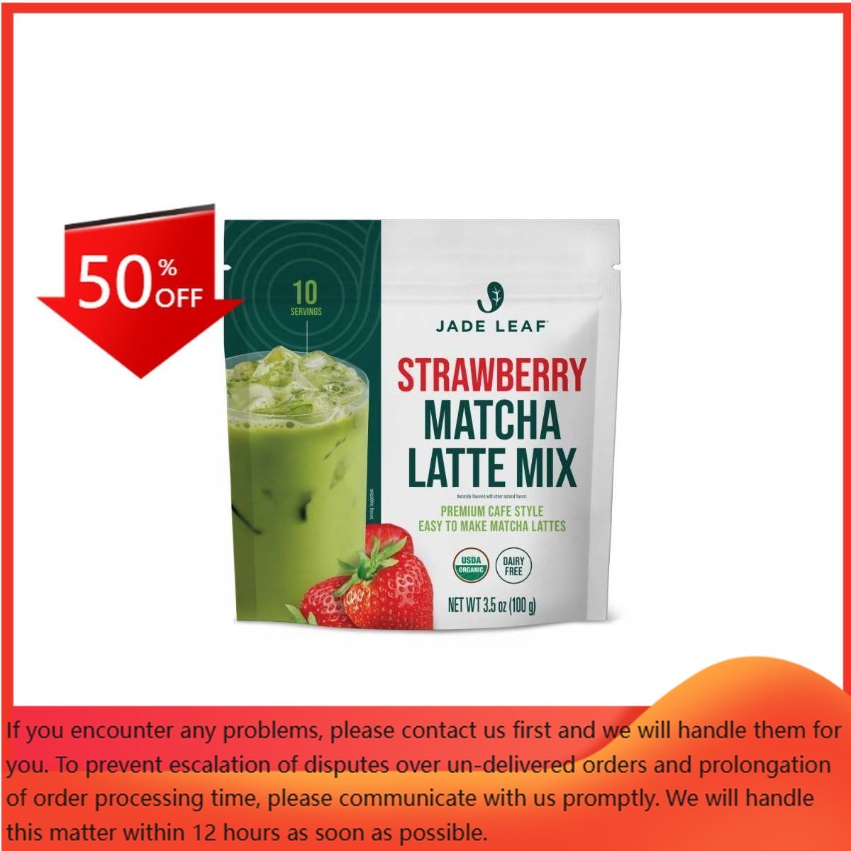 Jade Leaf Matcha Organic Cafe Style Strawberry Flavored Matcha Latte Mix – 3.5oz