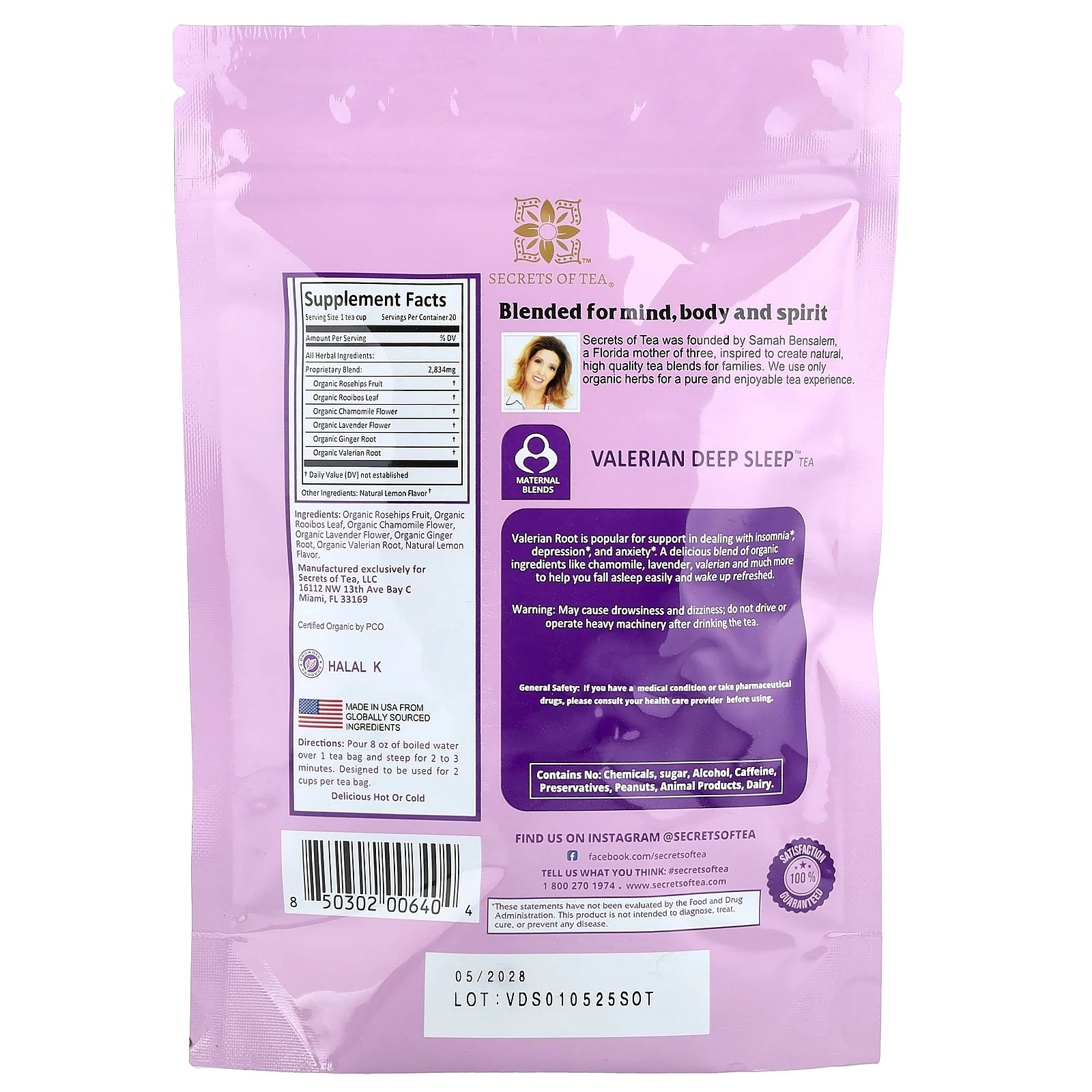 Organic Valerian Deep Sleep Tea, Caffeine Free, 20 Tea Bags, 1.41 oz (40 g)