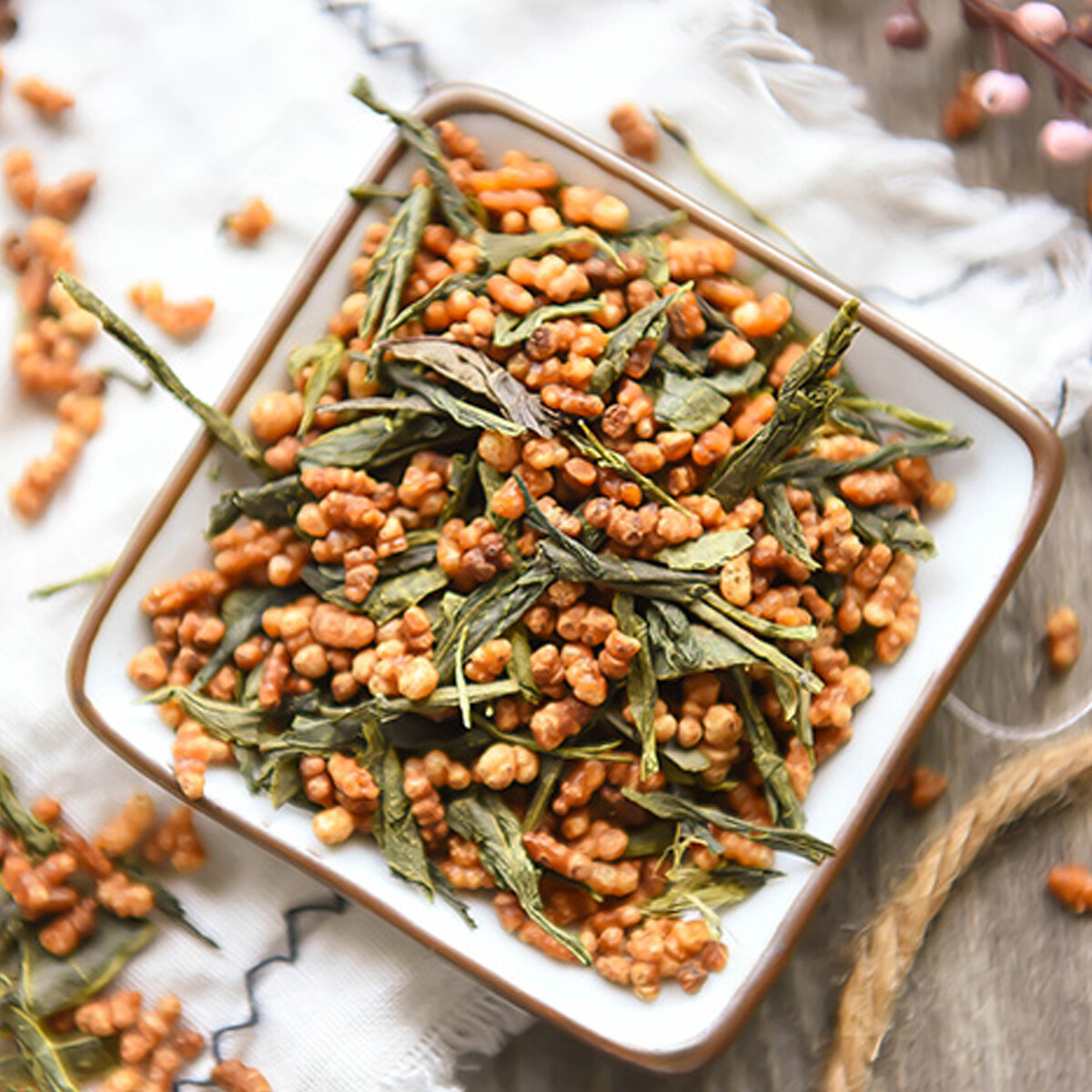 Premium Genmaicha Brown Rice Green Tea Natural Herbal for Beauty Health