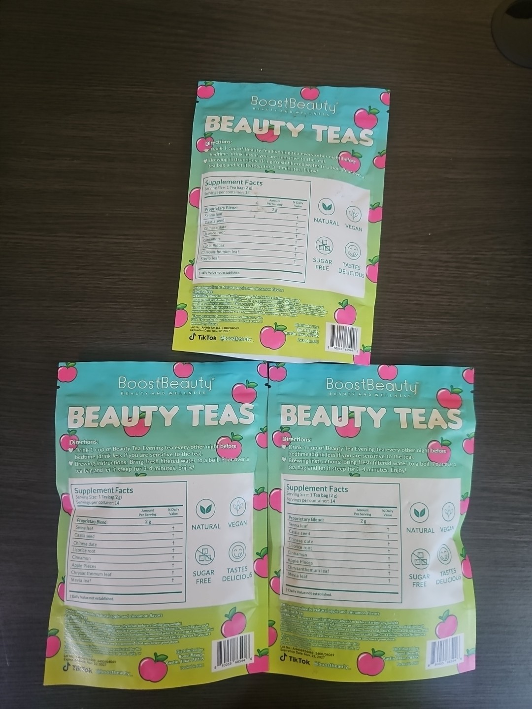 New 3x BoostBeauty Beauty Teas Apple Cinnamon 14ct -42 Total Ex: 11/27 Free Ship