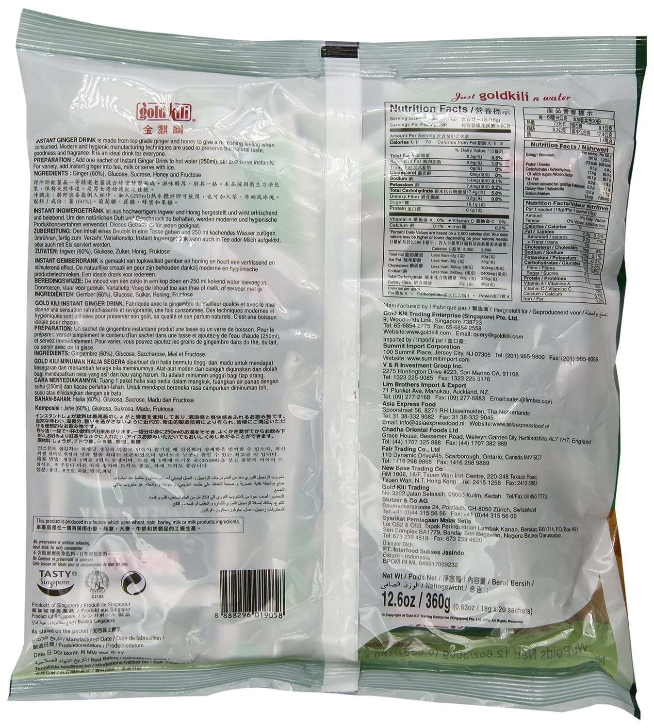 Ginger Drink – 120 Sachets Packed in 6 Bags