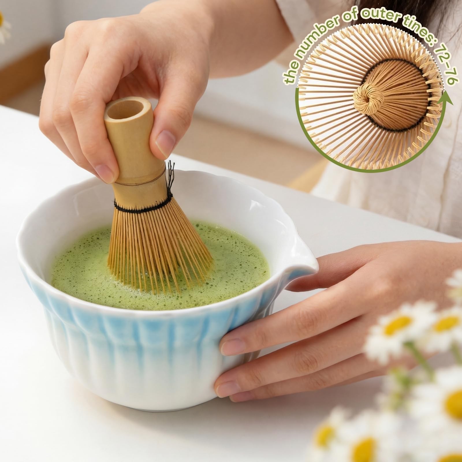 Matcha Set, 5Pcs Ceramic Matcha Set including Daisy Matcha Bowl and Mushroom …