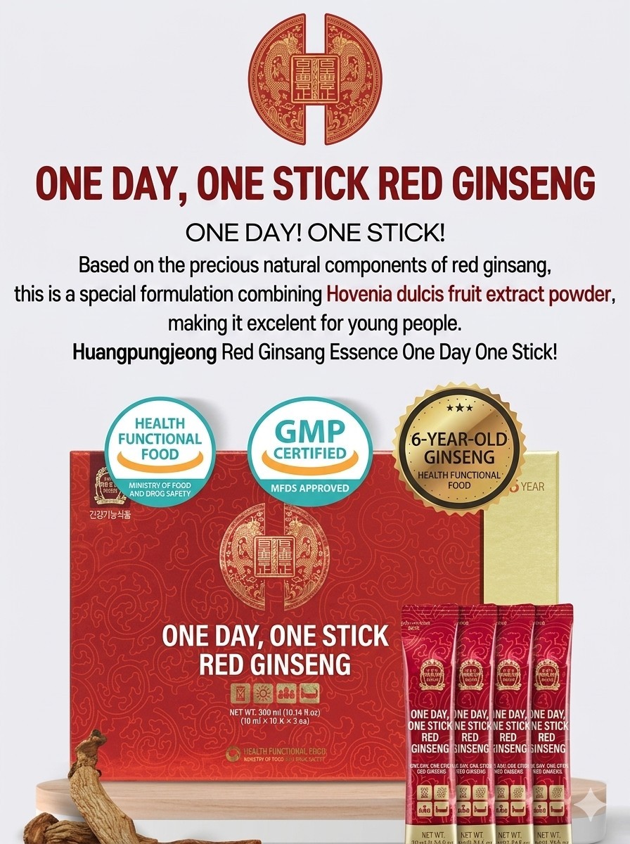 [Pung-gi Ginseng Nonghyup] Korean 6 Years Red Ginseng One Day Stick 10ml x 30 P