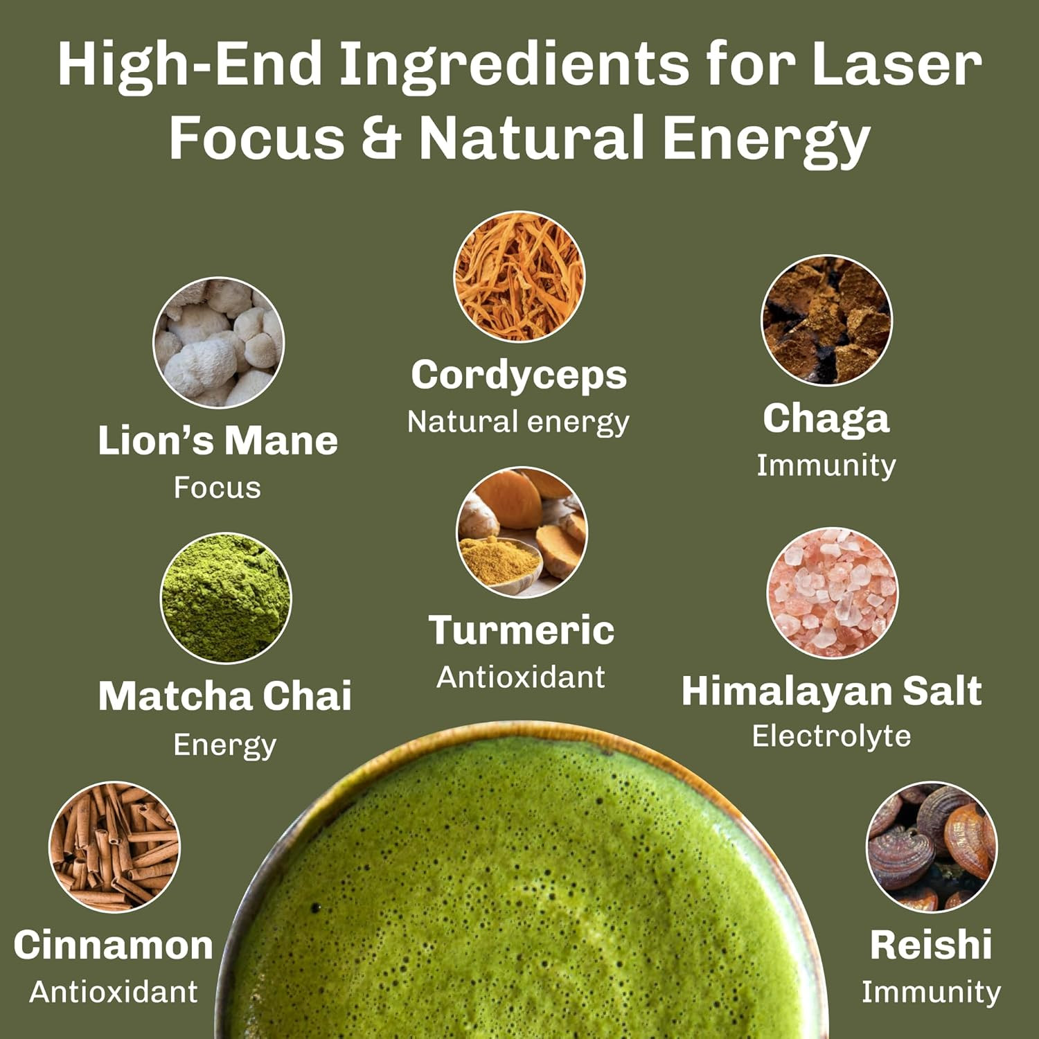 MUDWTR Mushroom Matcha Powder | 3,000mg Adaptogens for Energy & Focus